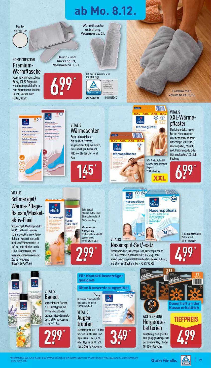 Aktueller Prospekt Aldi Nord - Von Montag - von 08.12 bis 13.12.2025 - strona 19 - produkty: auer, Bad, balsam, batterie, batterien, Bau, beutel, eis, Eisenbahn, elle, flasche, gin, Holz, hyaluron, kosmetik, leine, linsen, medizinprodukt, natur, natura, orange, pflaster, Rauch, reis, Ria, salz, Spezi, Ti, tiefpreis, vita, vitalis, ZTE