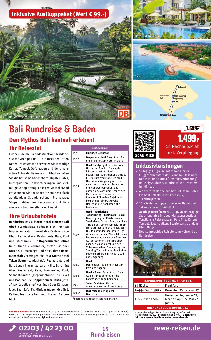 Aktueller Prospekt Rewe Reisen - Reiseprospekt - von 31.07 bis 28.08.2026 - strona 15 - produkty: Bad, buch, decke, deo, deutschsprachige reiseleitung, dusche, eis, Elefant, elle, ente, Garten, Heu, inklusivleistungen, kaffee, Liege, mab, Mythos, natur, pool, pril, rama, Reinigung, reis, reiseverlauf, rel, ring, rum, schirme, tee, Ti, uhr