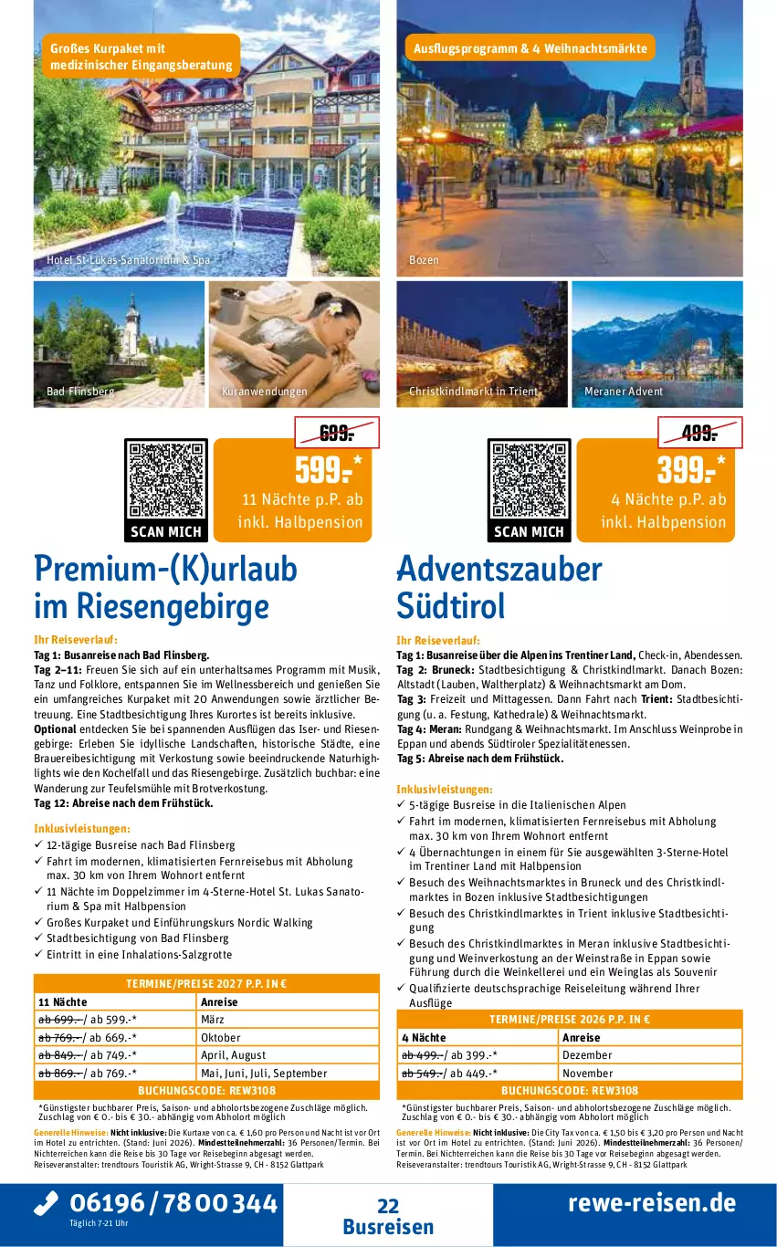 Aktueller Prospekt Rewe Reisen - Reiseprospekt - von 31.07 bis 28.08.2026 - strona 22 - produkty: auer, axe, Bad, Brei, brot, buch, busreisen, decke, deutschsprachige reiseleitung, eis, elle, erde, gin, inklusivleistungen, kurtaxe, Mode, natur, pril, reis, reiseveranstalter, reiseverlauf, rel, salz, sana, Spezi, südtiroler, Ti, uhr, wein, wellnessbereich