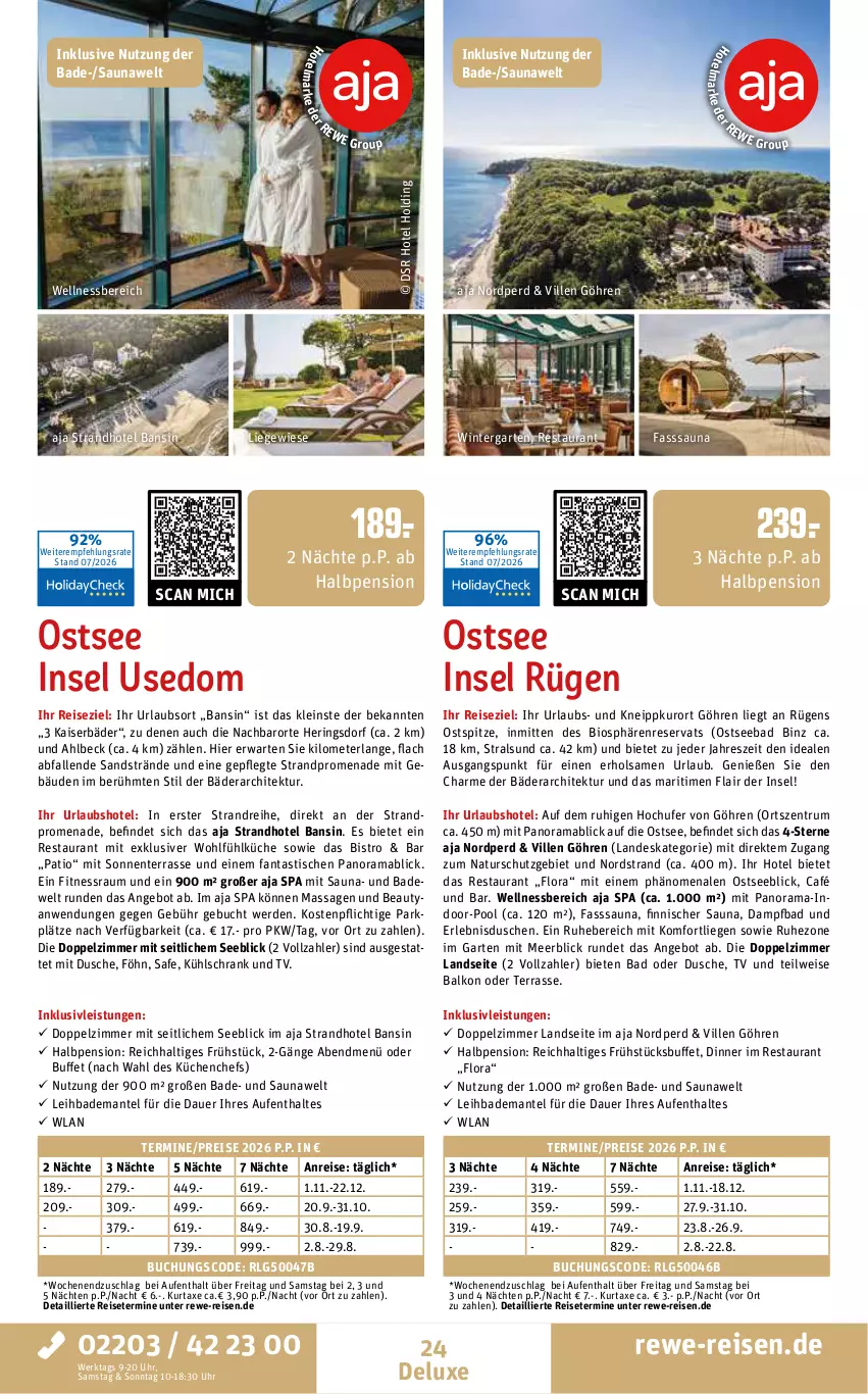 Aktueller Prospekt Rewe Reisen - Reiseprospekt - von 31.07 bis 28.08.2026 - strona 24 - produkty: angebot, asti, auer, axe, Bad, Bademantel, bio, buch, dusche, eis, ente, erde, fanta, Garten, hering, Herings, inklusivleistungen, Kaiser, kneipp, küche, Küchen, kühlschrank, kurtaxe, LG, Liege, mab, Mantel, natur, pool, rama, reis, ring, rum, Schrank, Ti, tisch, uhr, wellnessbereich