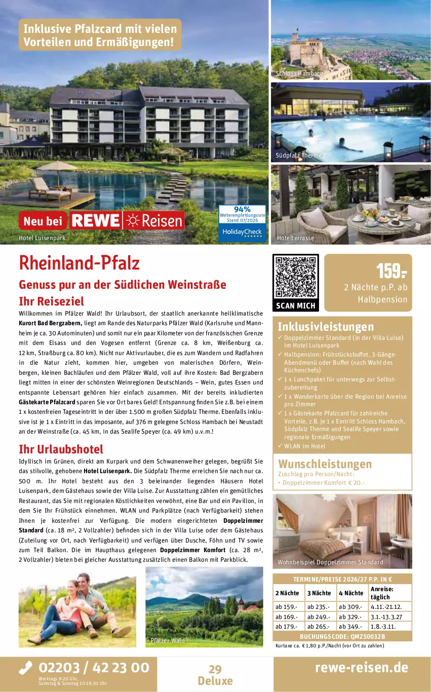 Aktueller Prospekt Rewe Reisen - Reiseprospekt - von 31.07 bis 28.08.2026 - strona 29 - produkty: auto, axe, Bad, buch, dusche, eis, gutes essen, HP, inklusivleistungen, küche, Küchen, kurtaxe, leine, Liege, Mode, natur, nuss, pavillon, reis, rwe, SANTE, speyer, Ti, tisch, uhr, wein