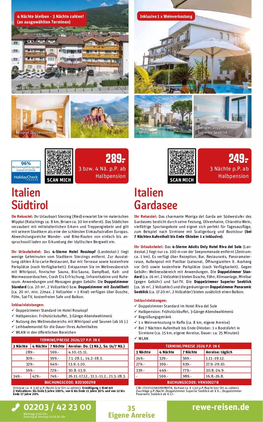 Aktueller Prospekt Rewe Reisen - Reiseprospekt - von 31.07 bis 28.08.2026 - strona 35 - produkty: angebot, angebote, auer, axe, Bad, Bademantel, bett, bio, buch, chia, cin, dusche, eis, getränk, harman, inklusivleistungen, italien gardasee, kurtaxe, Mantel, olive, oliven, pool, rama, reis, rezept, rum, Sport, südwest, Ti, uhr, wasser, wein, wellnessbereich, Whirlpool