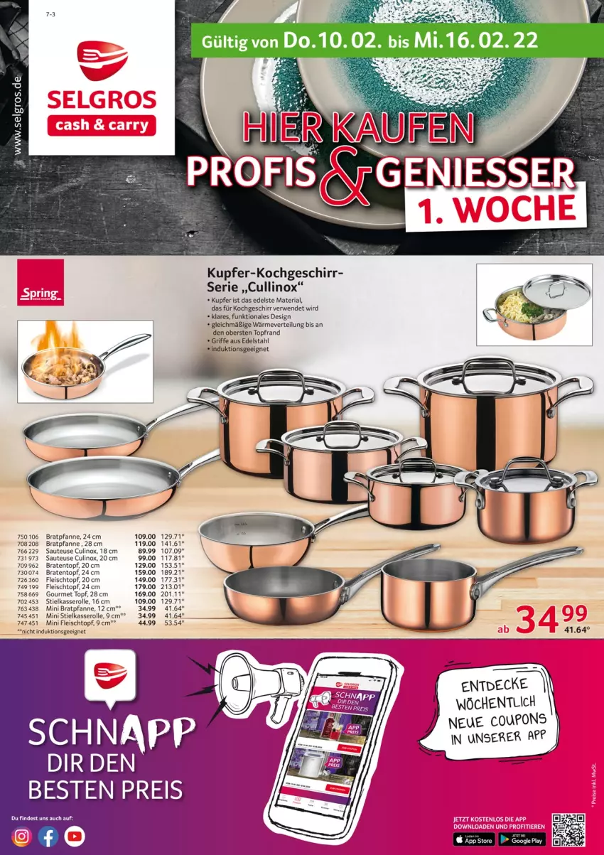 Aktueller Prospekt Selgros - Vorschau:
            Nonfood - von 10.02 bis 16.02.2022 - strona 1 - produkty: braten, Bratentopf, bratpfanne, coupon, coupons, decke, edelstahl, eis, fleisch, Fleischtopf, geschirr, pfanne, reis, Ria, rwe, stielkasserolle, Ti, topf