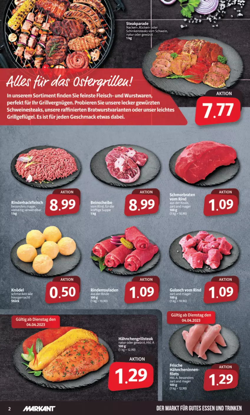 Aktueller Prospekt Markant - Prospekte - von 03.04 bis 08.04.2023 - strona 2 - produkty: aeg, bier, Biere, bratwurst, eis, fleisch, gewürz, grill, gutes essen, natur, Nestea, Ria, schwein, schweine, steak, steaks, Ti, wein, weine, wurst, ZTE