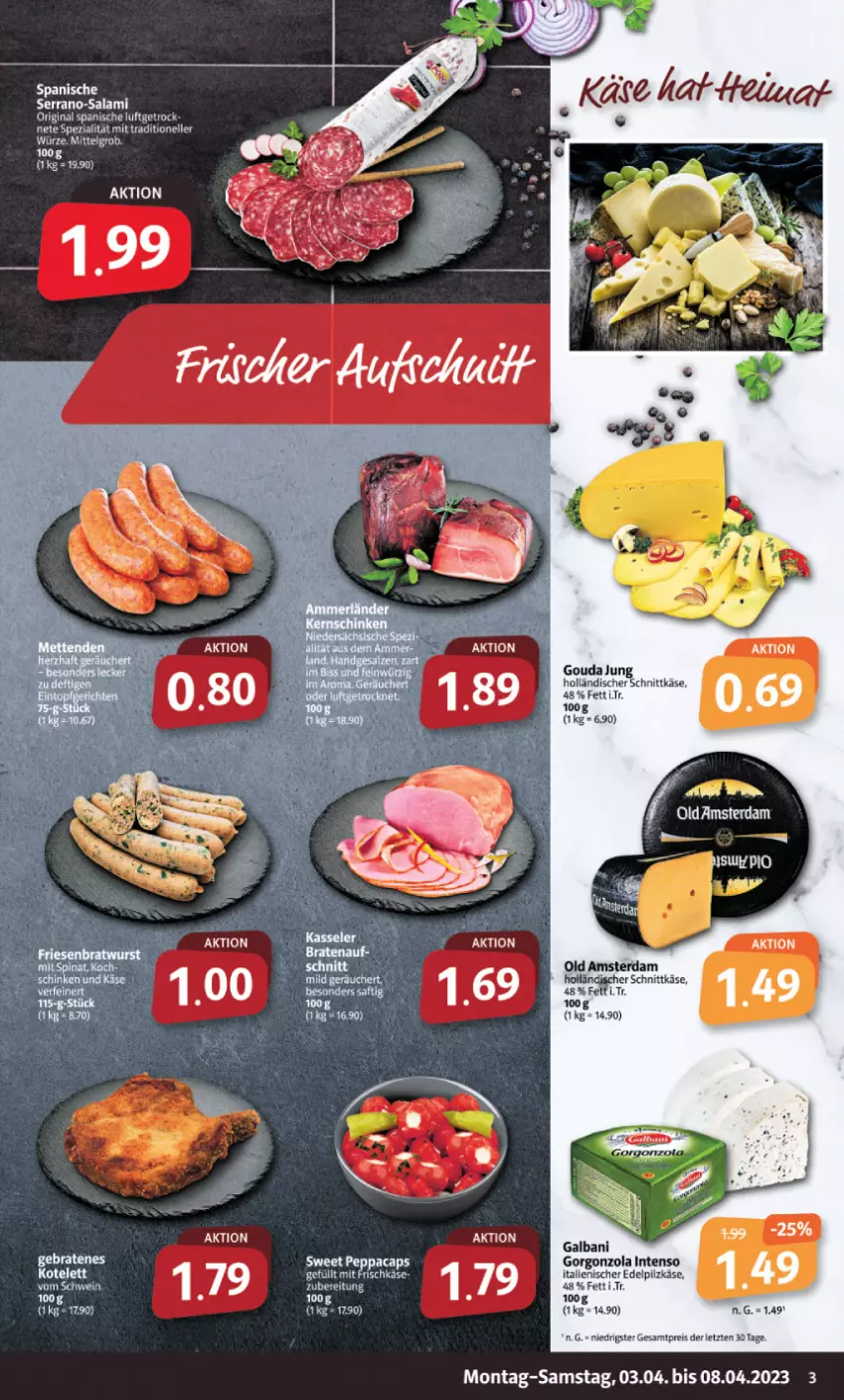 Aktueller Prospekt Markant - Prospekte - von 03.04 bis 08.04.2023 - strona 3 - produkty: braten, eis, elle, galbani, gin, gorgonzola, gouda, intenso, Käse, Old Amsterdam, reis, Spezi, Ti, ZTE