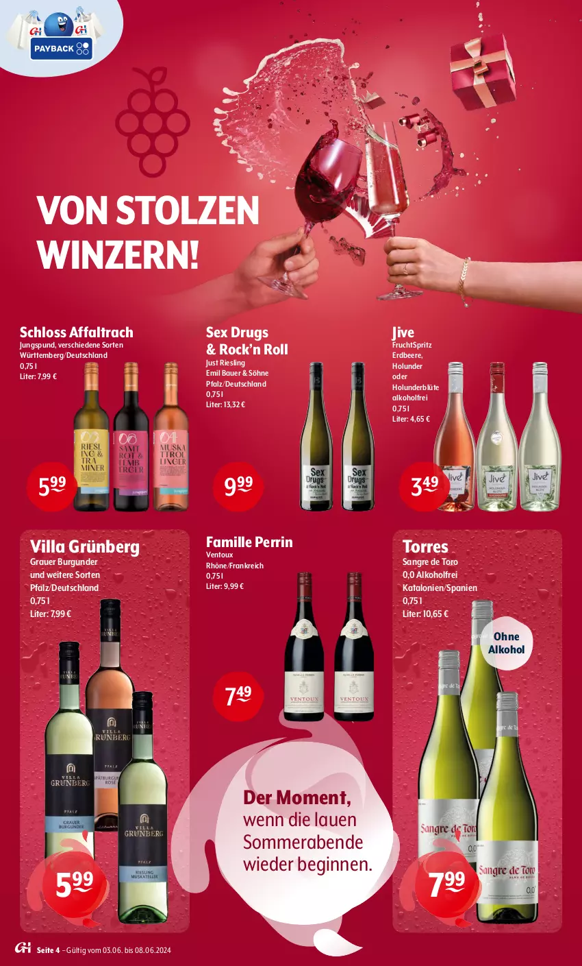 Aktueller Prospekt Getraenke Hoffmann - Prospekte - von 03.06 bis 08.06.2024 - strona 4 - produkty: alkohol, auer, Bau, Bauer, beere, Blüte, burgunder, erdbeere, frucht, gin, grauer burgunder, holunder, holunderblüte, ohne alkohol, riesling, Ti