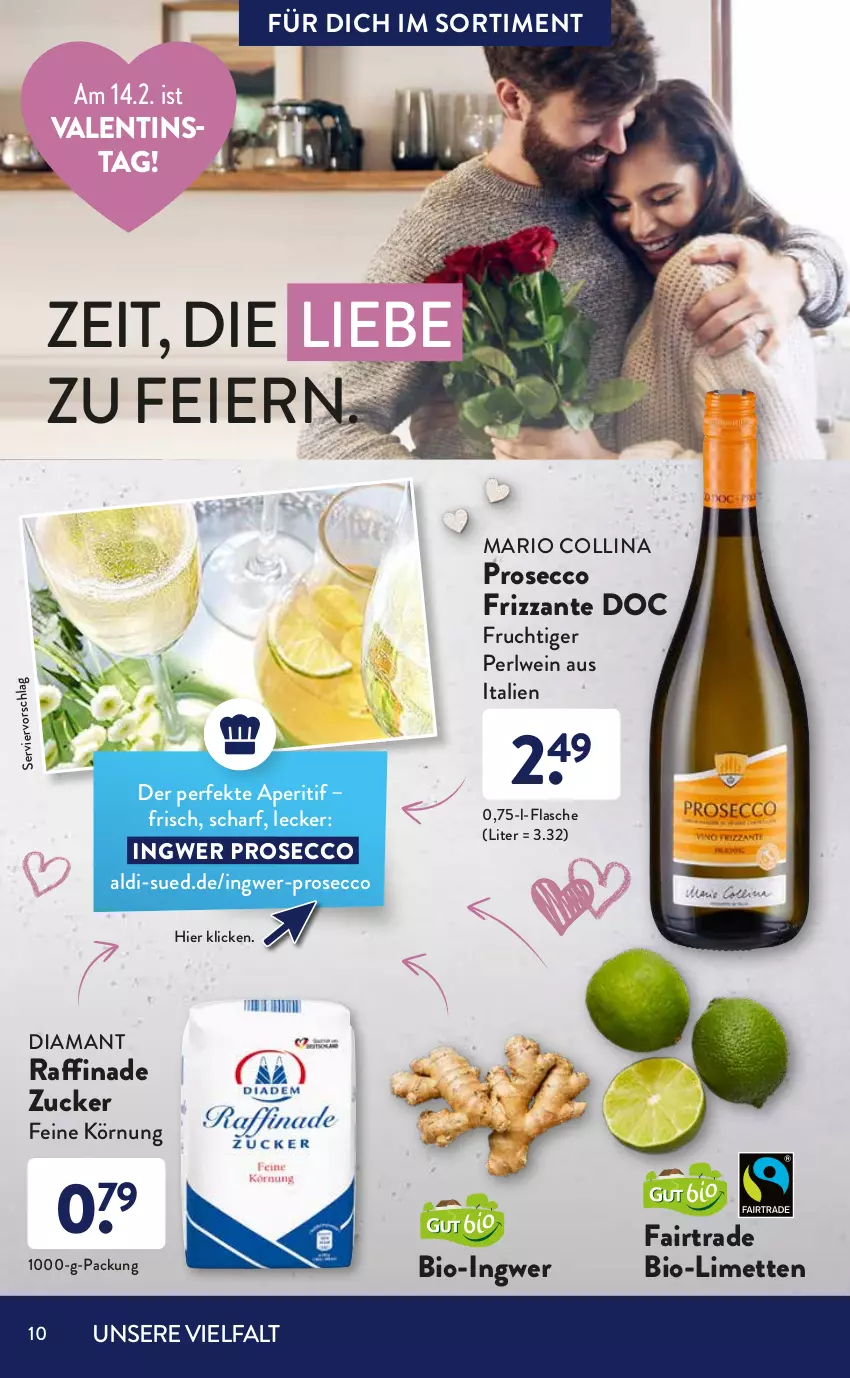 Aktueller Prospekt AldiSud - ALDI Sortiment - von 01.02 bis 28.02.2022 - strona 10 - produkty: aldi, aperitif, bier, bio, cuvée, ecco, eier, eis, elle, fisch, flasche, frizzante, frucht, gin, Heu, ingwer, leine, limette, limetten, Mett, metten, orchidee, orchideen, prosecco, Raffinade Zucker, reis, rind, rosen, salat, Schal, Schale, Schmetterling, schmetterlingsorchidee, Ti, tisch, topf, tuc, wein, ZTE, zucker