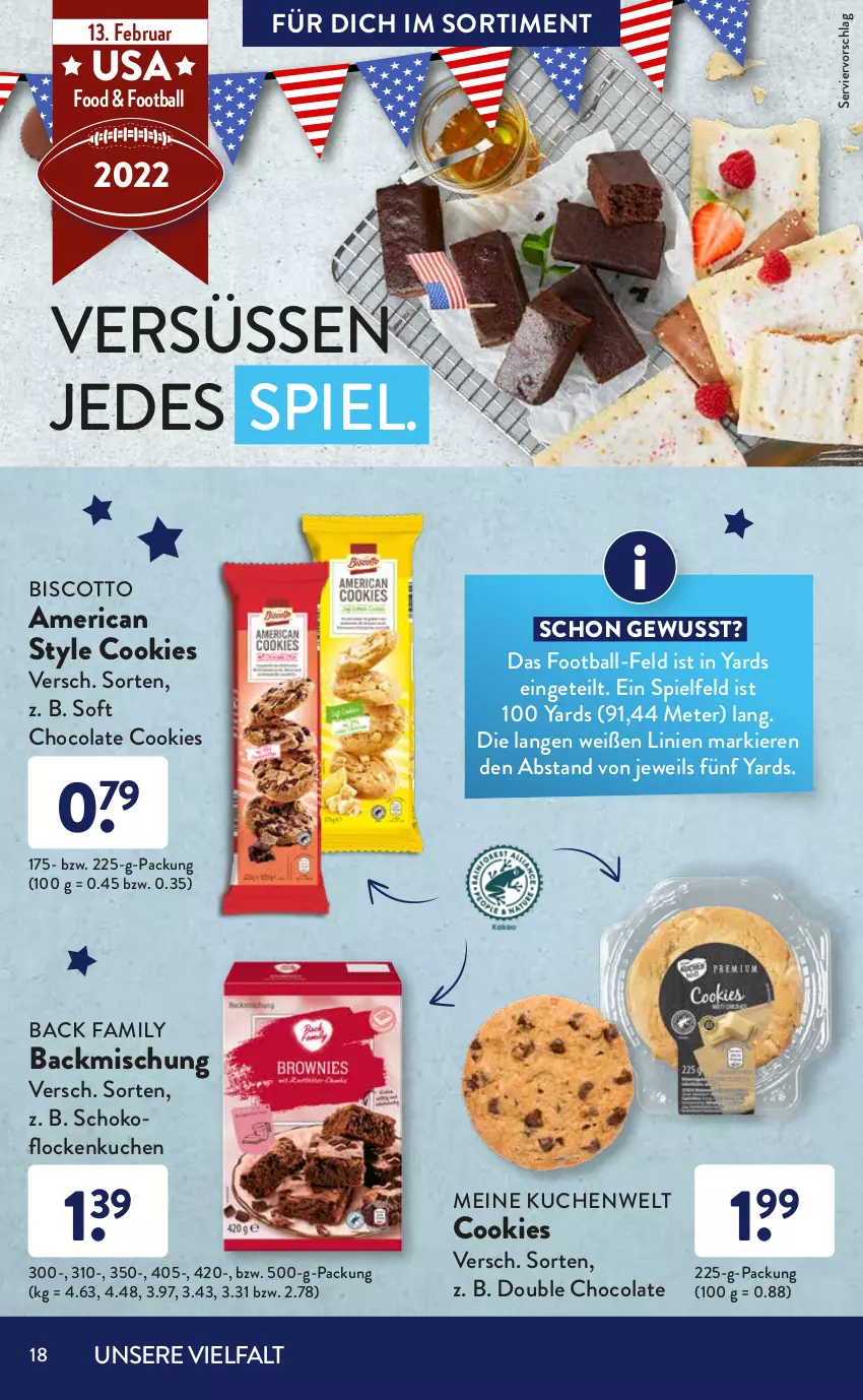 Aktueller Prospekt AldiSud - ALDI Sortiment - von 01.02 bis 28.02.2022 - strona 18 - produkty: aldi, alle artikel ohne dekoration, backmischung, ball, beutel, biscotto, brownie, brownies, cola, cookie, cookies, dekoration, eier, erde, gin, haselnuss, kakao, kuchen, leine, natur, nuss, Pfannkuchen, rezept, schoko, Ti, waffeln, ZTE, zucker