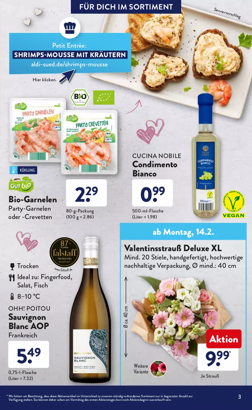 Aktueller Prospekt AldiSud - ALDI Sortiment - von 01.02 bis 28.02.2022 - strona 3 - produkty: aldi, asti, bio, cin, classico, condimento, Condimento Bianco, fisch, flasche, garnelen, gin, kräuter, kräutern, mousse, mozzarella, pizza, Pizzateig, rel, Ria, salat, sauce, sauvignon, sauvignon blanc, Ti, tisch, tomate, tomaten, tomatensauce, ZTE