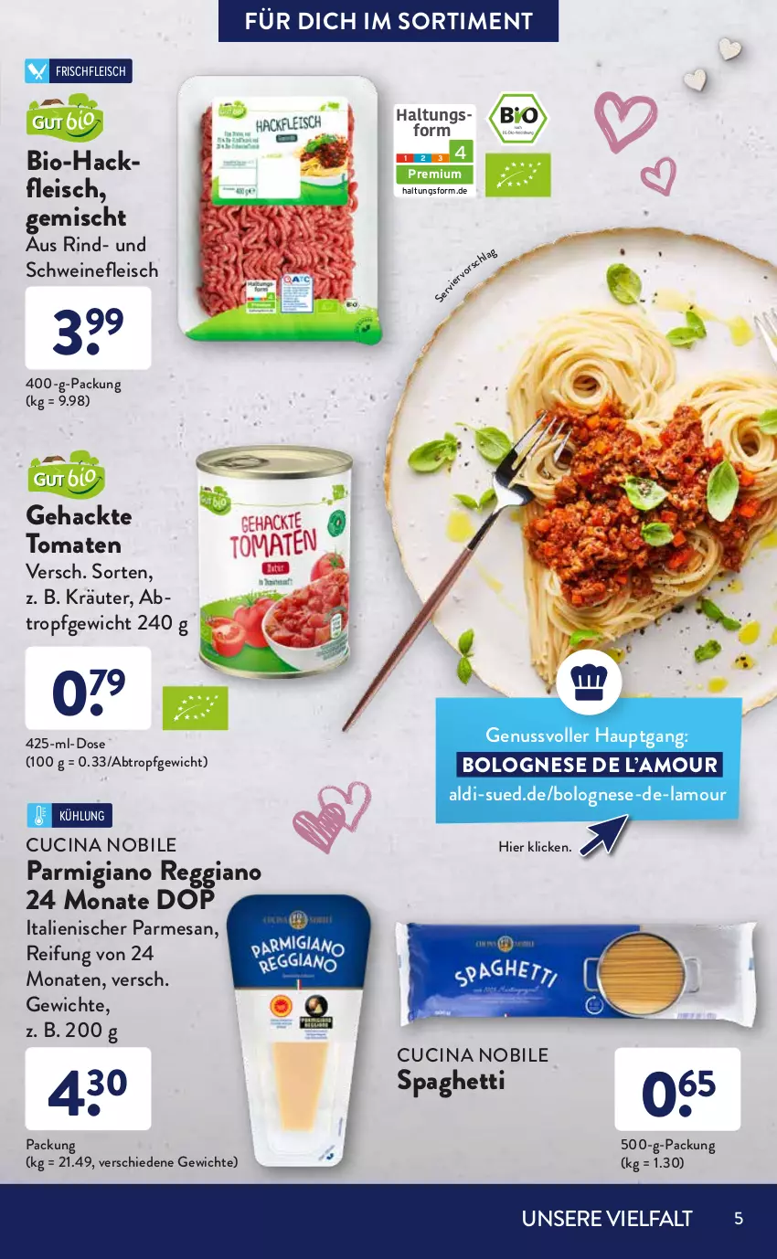 Aktueller Prospekt AldiSud - ALDI Sortiment - von 01.02 bis 28.02.2022 - strona 5 - produkty: aldi, bio, Bio-Hackfleisch, bolognese, Brühe, butter, Buttertoast, cin, creme, cremesuppe, eis, flasche, fleisch, Geflügel, Gemüsebrühe, gewürz, hackfleisch, knallerpreis, kräuter, mac, nuss, parmigiano, parmigiano reggiano, reggiano, reis, riesling, rind, schwein, schweine, schweinefleisch, Soße, spaghetti, suppe, suppen, Ti, tisch, toast, tomate, tomaten, wein, weine, zucchini