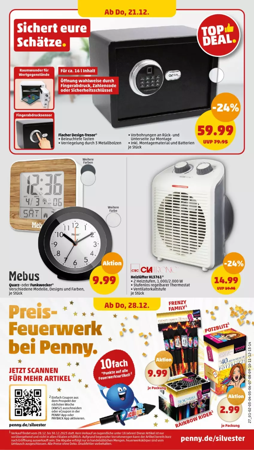 Aktueller Prospekt Penny - Prospekte - von 18.12 bis 23.12.2023 - strona 29 - produkty: batterie, batterien, coupon, dell, eis, elle, Funkwecker, Leuchte, Mode, payback, Ria, riegel, thermostat, Ti, ventilator, weck