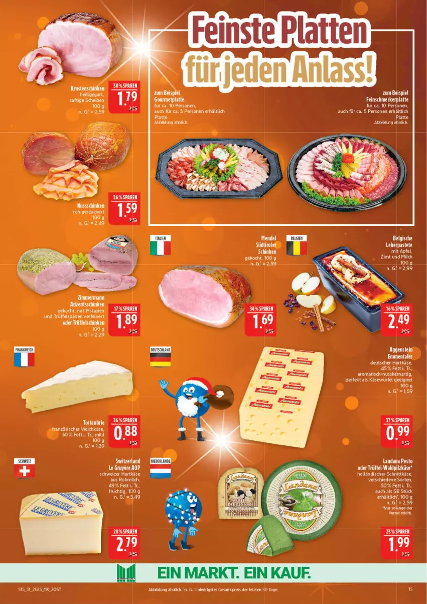 Aktueller Prospekt Marktkauf - Prospekt - von 14.12 bis 20.12.2025 - strona 15 - produkty: eis, Elan, emmentaler, feinschmecker, frucht, hartkäse, holländischer schnittkäse, Käse, latte, LG, milch, nuss, pesto, reis, schinken, schnittkäse, südtiroler, Ti, torte, Trüffel, würfel, ZTE
