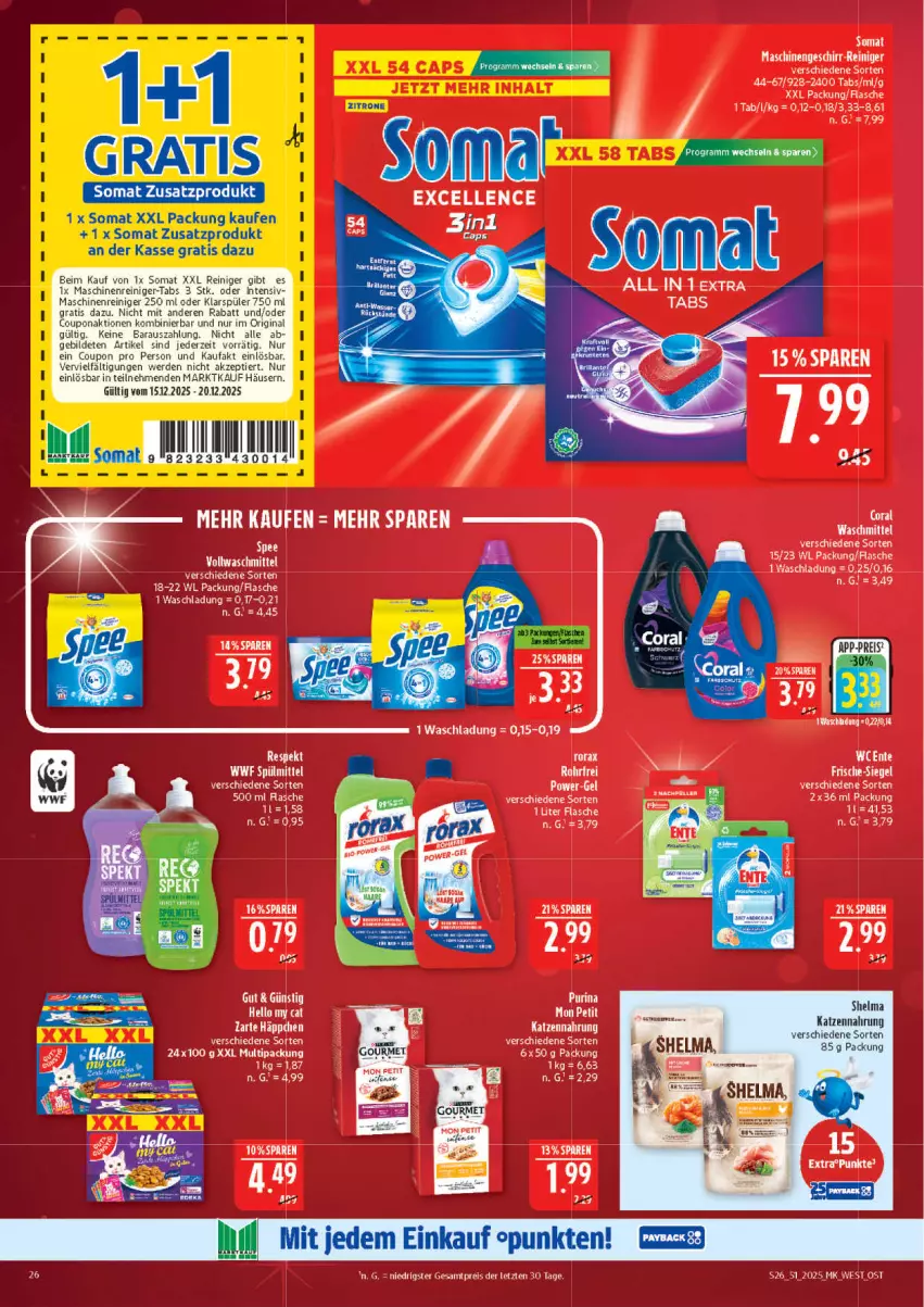Aktueller Prospekt Marktkauf - Prospekt - von 14.12 bis 20.12.2025 - strona 26 - produkty: buch, Cap, coupon, eis, elle, ente, erde, flasche, geschirr, gin, katzennahrung, klarspüler, LG, maschinenreiniger, power-gel, reiniger, reis, rorax, somat, tee, Ti, waschmittel, zitrone, ZTE