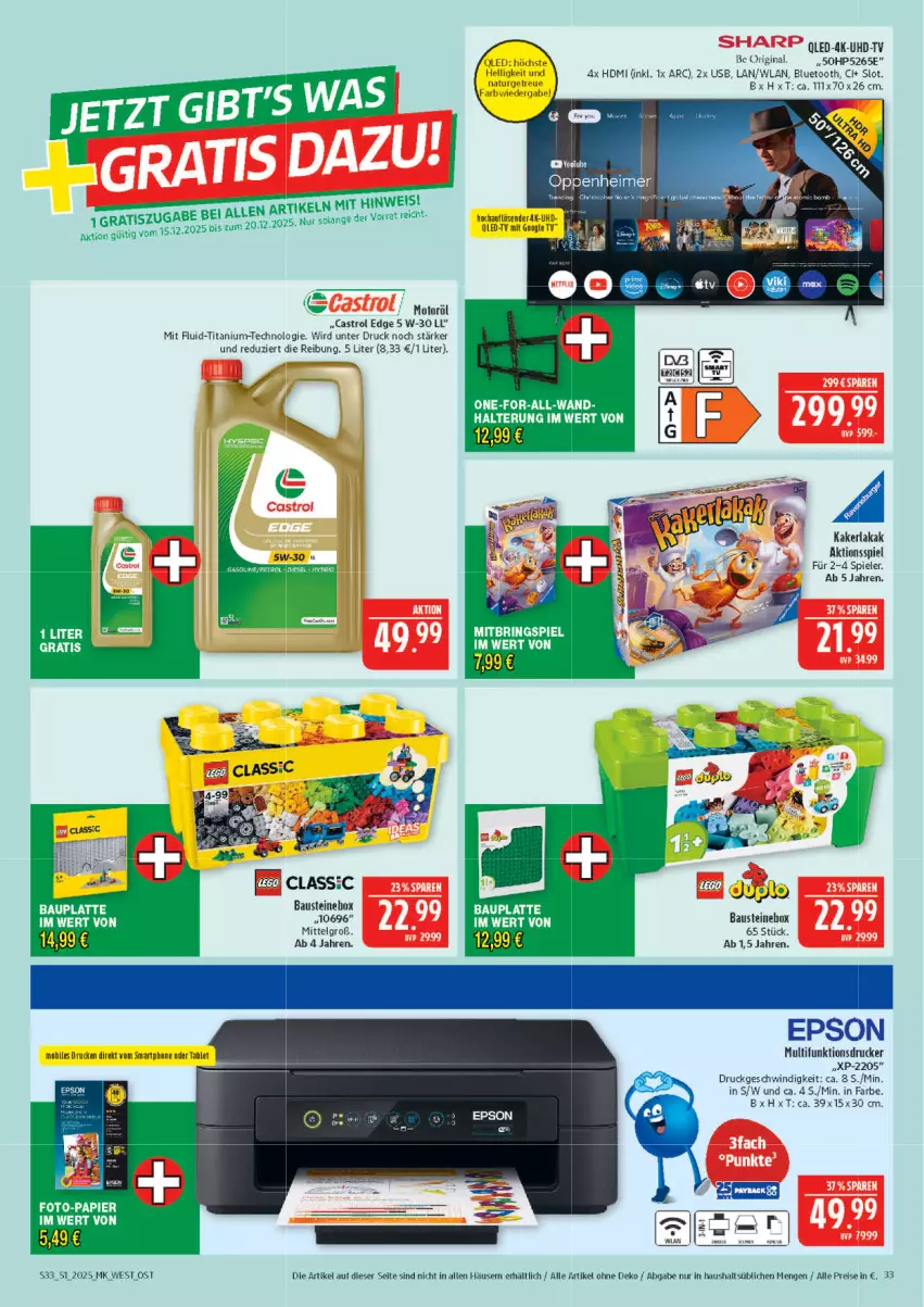 Aktueller Prospekt Marktkauf - Prospekt - von 14.12 bis 20.12.2025 - strona 33 - produkty: aust, Bau, drucker, eimer, eis, epson, gin, HDMI, HP, LG, multifunktionsdrucker, natur, qled, qled-tv, reis, Sharp, smartphone, Spiele, tablet, Ti, uhd, UHD-TV, usb, Yo