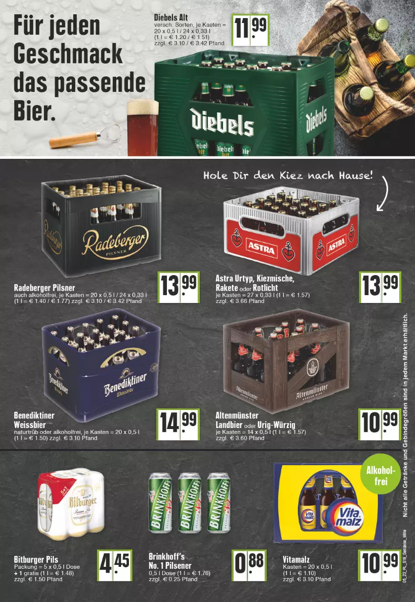 Aktueller Prospekt E Center - Angebote der Woche - von 30.01 bis 04.02.2023 - strona 19 - produkty: alkohol, Astra, bier, diebels, eis, getränk, getränke, mac, malz, natur, pils, pilsener, Ti, urtyp, vita, vitamalz, weissbier