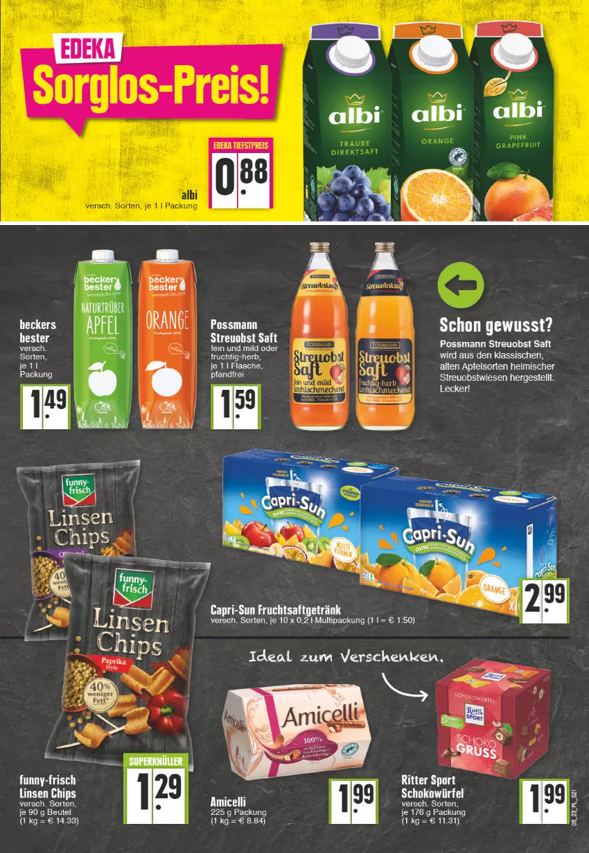 Aktueller Prospekt E Center - Angebote der Woche - von 30.01 bis 04.02.2023 - strona 21 - produkty: apfel, Cap, capri-sun, flasche, frucht, fruchtsaft, fruchtsaftgetränk, funny-frisch, getränk, obst, saft, Sport, Ti