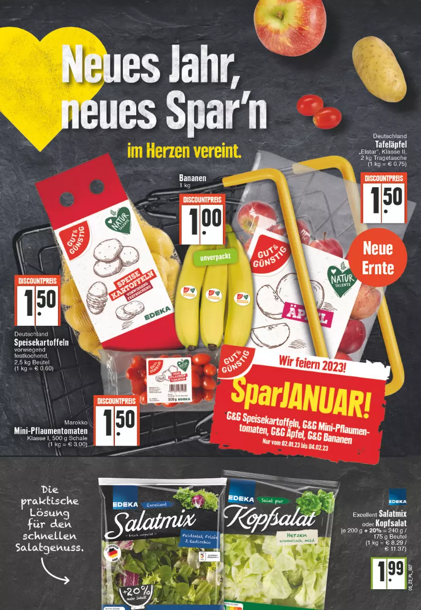 Aktueller Prospekt E Center - Angebote der Woche - von 30.01 bis 04.02.2023 - strona 7 - produkty: banane, bananen, beutel, discount, eis, elle, nuss, pflaume, pflaumen, reis, salat, tafeläpfel, Tasche, tee, tomate, tomaten, tragetasche