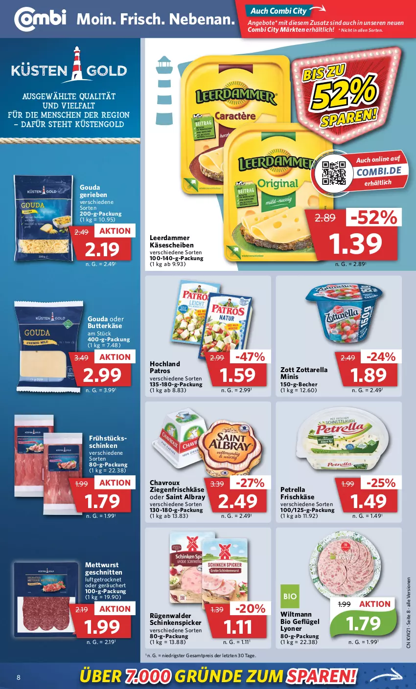 Aktueller Prospekt Combi - Prospekte - von 22.05 bis 27.05.2023 - strona 12 - produkty: albray, angebot, angebote, Becher, bio, butter, butterkäse, chavroux, eis, frischkäse, Geflügel, gouda, hochland, Käse, käsescheiben, küstengold, leerdammer, lyoner, Mett, mettwurst, patros, petrella, reis, rel, rügenwalder, saint albray, schinken, Schinkenspicker, schnitten, Ti, wiltmann, wurst, Yo, ziegenfrischkäse, zott, zottarella, zottarella minis, ZTE