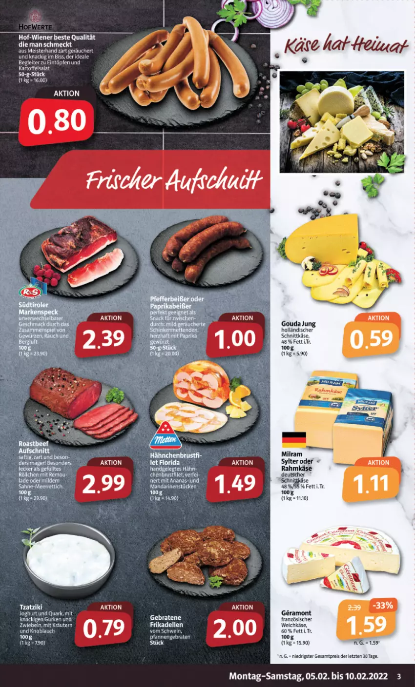 Aktueller Prospekt Markant - Prospekte - von 05.02 bis 10.02.2024 - strona 3 - produkty: ananas, braten, eier, eis, gouda, gouda jung, holländischer schnittkäse, kartoffel, kartoffelsalat, Käse, knoblauch, kräuter, kräutern, mandarine, mandarinen, Meister, milram, reis, salat, schnittkäse, schwein, Sylter, Ti, tzatziki, weichkäse, wein, wiener, ZTE, zwiebel, zwiebeln