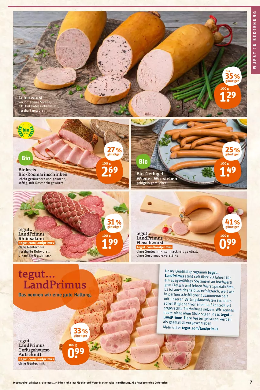 Aktueller Prospekt Tegut - Angebote der Woche - von 04.04 bis 09.04.2022 - strona 9 - produkty: angebot, angebote, aufschnitt, bio, dekoration, eis, ente, fleisch, fleischwurst, Geflügel, gewürz, Heu, landprimus, leberwurst, LG, mac, reis, Rohwurst, rosmarin, saft, salami, schinken, Spezi, Ti, Tiere, trolli, wiener, wurst, würstchen