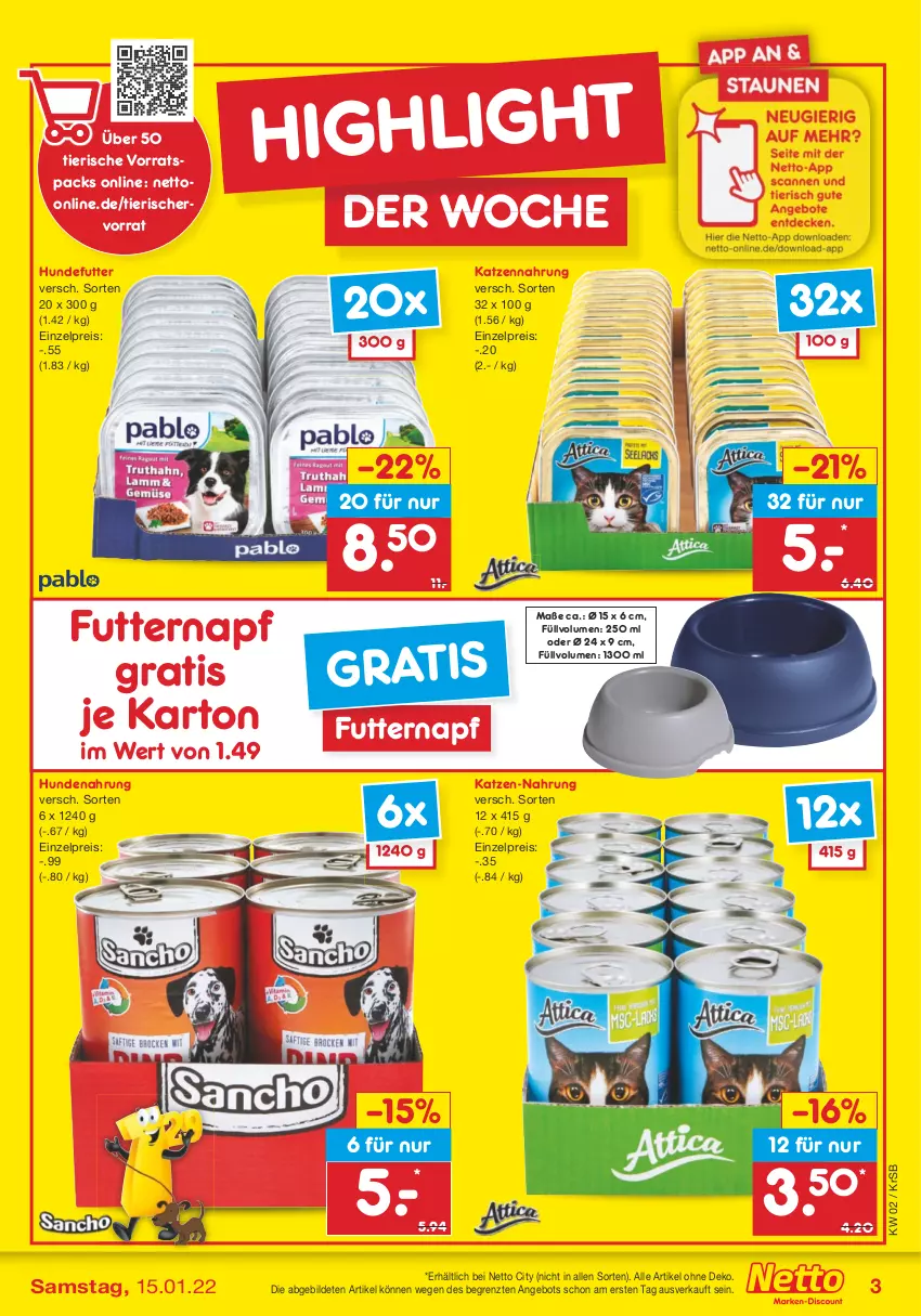 Aktueller Prospekt Netto Marken-Discount - Filial Angebote - von 10.01 bis 15.01.2022 - strona 3 - produkty: angebot, eis, hundenahrung, katzennahrung, reis, Ti, ZTE