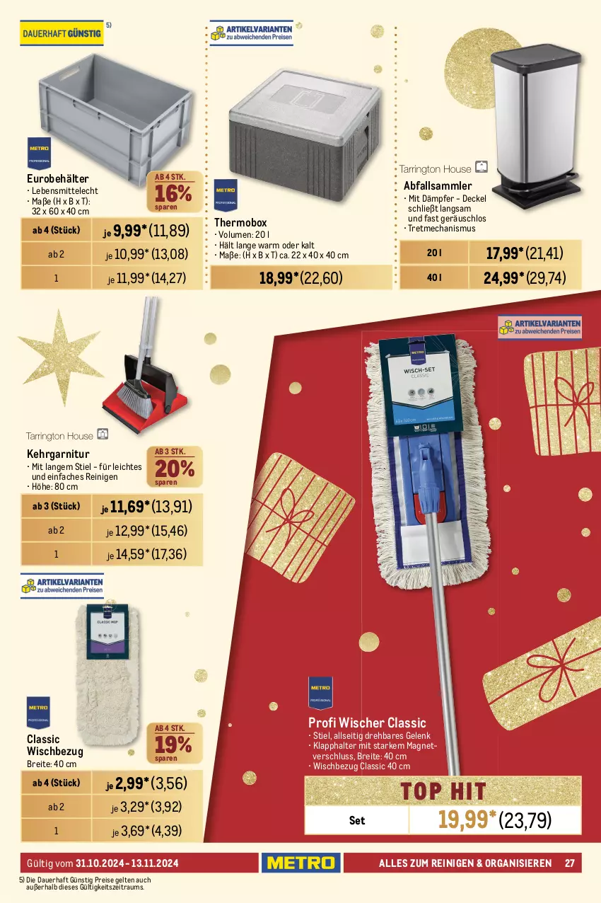 Aktueller Prospekt Metro - GastroJournal - von 31.10 bis 13.11.2024 - strona 27 - produkty: allzweckreiniger, auer, Becher, Behälter, Brei, decke, Deckel, eis, Fettlöser, flasche, garnitur, geschirr, geschirrspülmittel, handtücher, jumbo, Kehrgarnitur, klarspüler, lebensmittel, Meister, meister proper, Metro, Palette, papier, persil, reiniger, reis, sac, sprühflasche, spülmittel, Ti, toilettenpapier, tücher, vollwaschmittel, waschmittel, weck