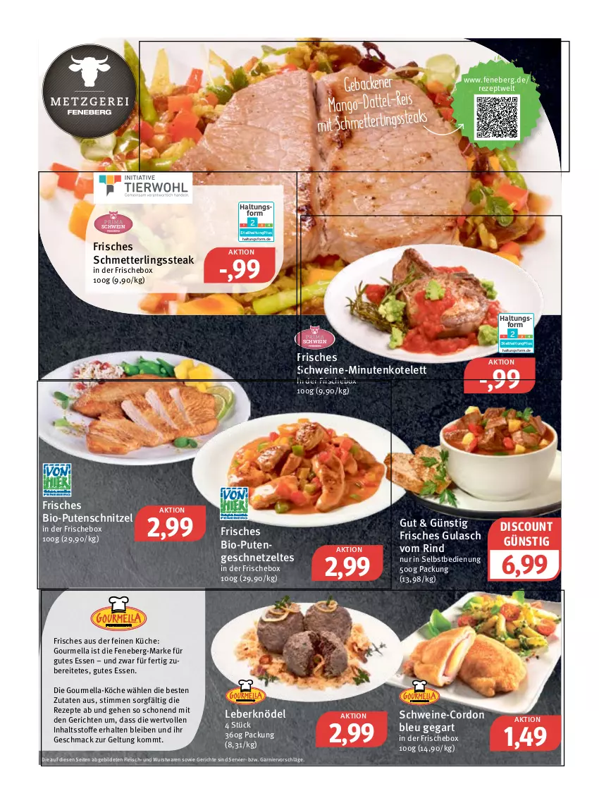 Aktueller Prospekt Feneberg - Prospekte - von 30.03 bis 01.04.2023 - strona 2 - produkty: bio, cordon bleu, discount, eis, fleisch, garnier, geback, geschnetzeltes, gulasch, gutes essen, Knödel, kotelett, küche, Leberknödel, mac, mango, Mett, pute, Putengeschnetzeltes, putenschnitzel, reis, rezept, rezepte, rind, Schmetterling, schnitzel, schwein, schweine, steak, steaks, Ti, wein, weine, wurst, Zelt