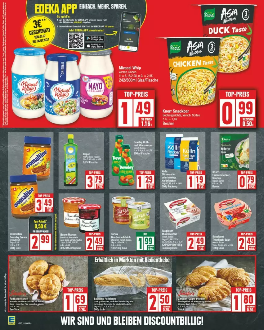 Aktueller Prospekt Edeka - Prospekte - von 01.07 bis 06.07.2024 - strona 10 - produkty: flasche, Kette, knorr, miracel, miracel whip, snack