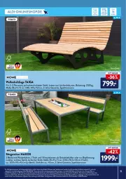 Gazetka promocyjna AldiSud - ALDI Garten - Gazetka - ważna od 30.04 do 30.04.2022 - strona 39 - produkty: aldi, angebot, angebote, aust, Bank, elle, erde, garnitur, getränk, getränke, Holz, lack, latte, LG, Liege, rückenlehne, rwe, Sitzhöhe, Ti, tisch