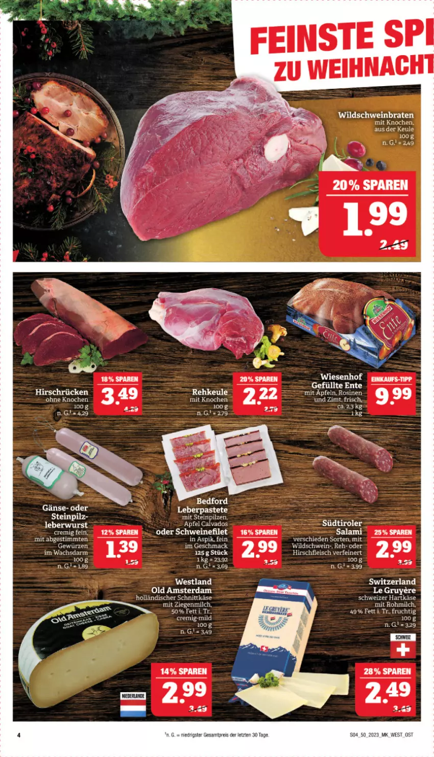 Aktueller Prospekt Marktkauf - Prospekt - von 10.12 bis 16.12.2023 - strona 4 - produkty: braten, eier, eis, ente, filet, frucht, gewürz, holländischer schnittkäse, Käse, milch, Old Amsterdam, pilze, reis, salami, schnittkäse, schwein, schweine, schweinefilet, Steinpilze, südtiroler, tee, Ti, wein, weine, wiesenhof, Wild, Wildschwein, ZTE