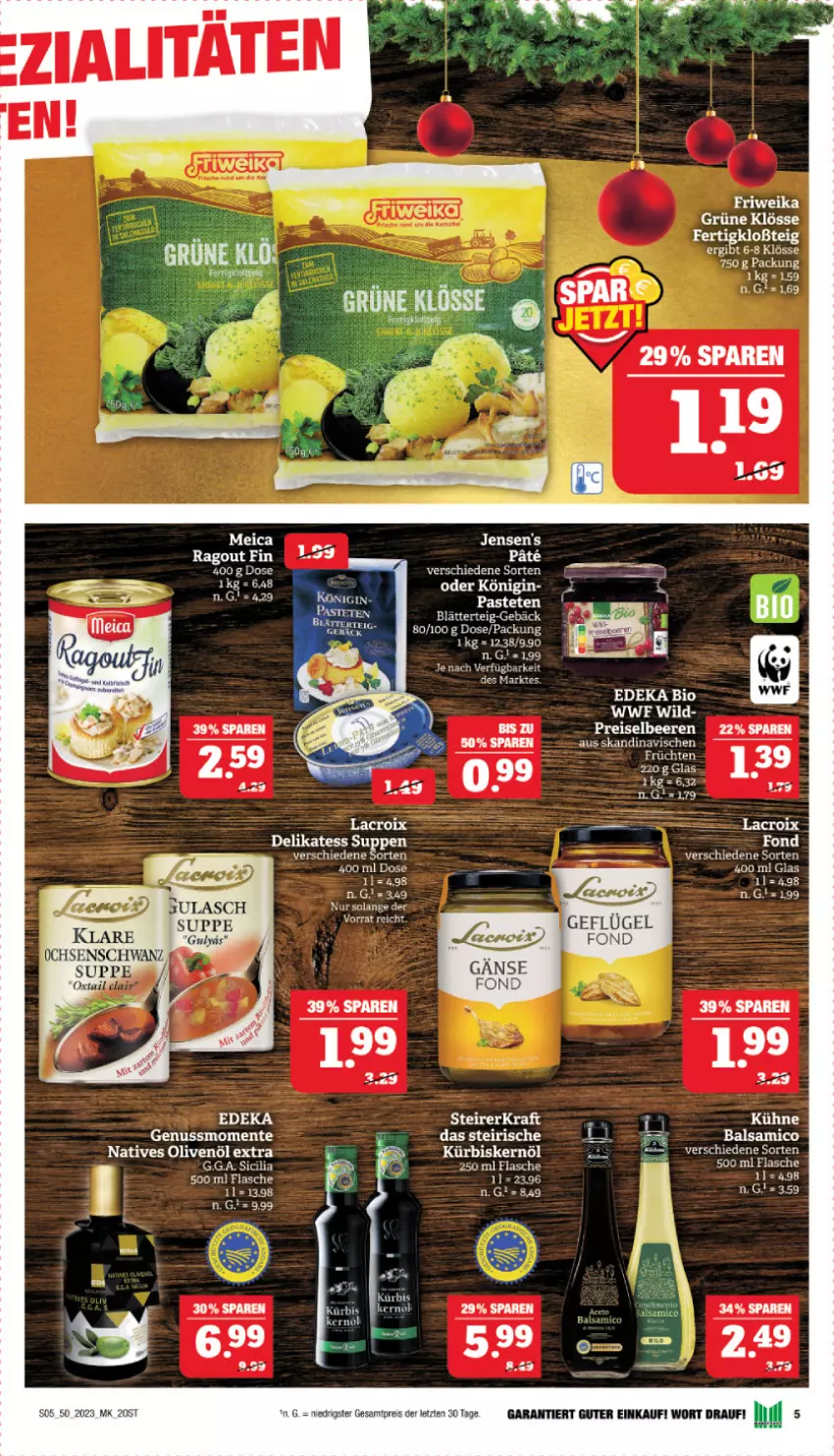 Aktueller Prospekt Marktkauf - Prospekt - von 10.12 bis 16.12.2023 - strona 5 - produkty: ACC, balsam, balsamico, bio, blätterteig, deka, edeka bio, eis, elle, ente, flasche, Geflügel, Kürbis, Kürbiskernöl, natives olivenöl, nuss, olive, oliven, olivenöl, olivenöl extra, Ragout, reis, suppe, suppen, Ti, weber, Wild, Zelt, ZTE