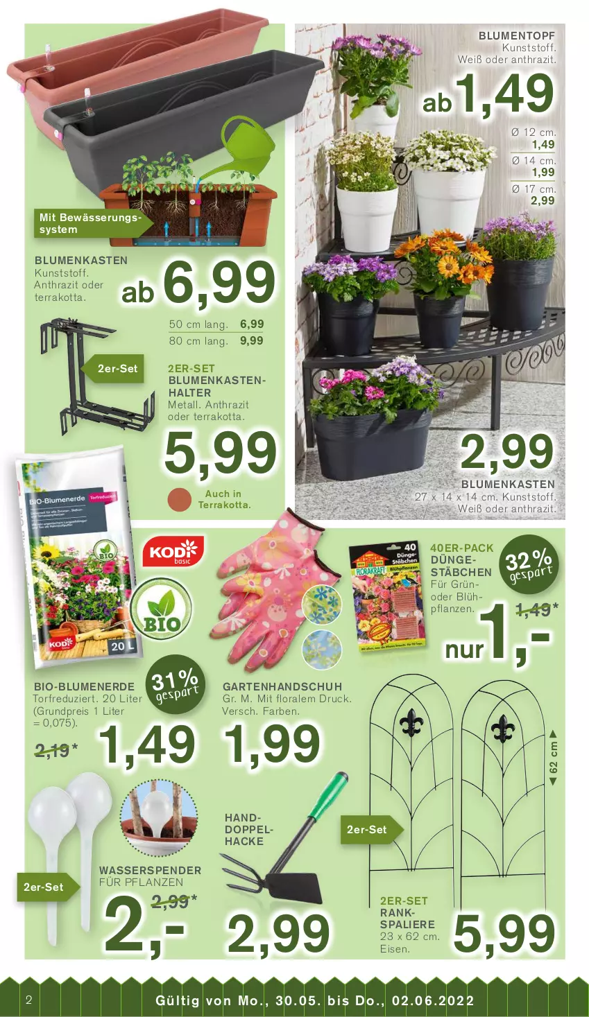 Aktueller Prospekt Kodi - Prospekte - von 28.05 bis 02.06.2022 - strona 2 - produkty: bio, blume, blumen, blumenerde, eis, erde, Garten, HP, pflanze, pflanzen, reis, Ti, topf, wasser