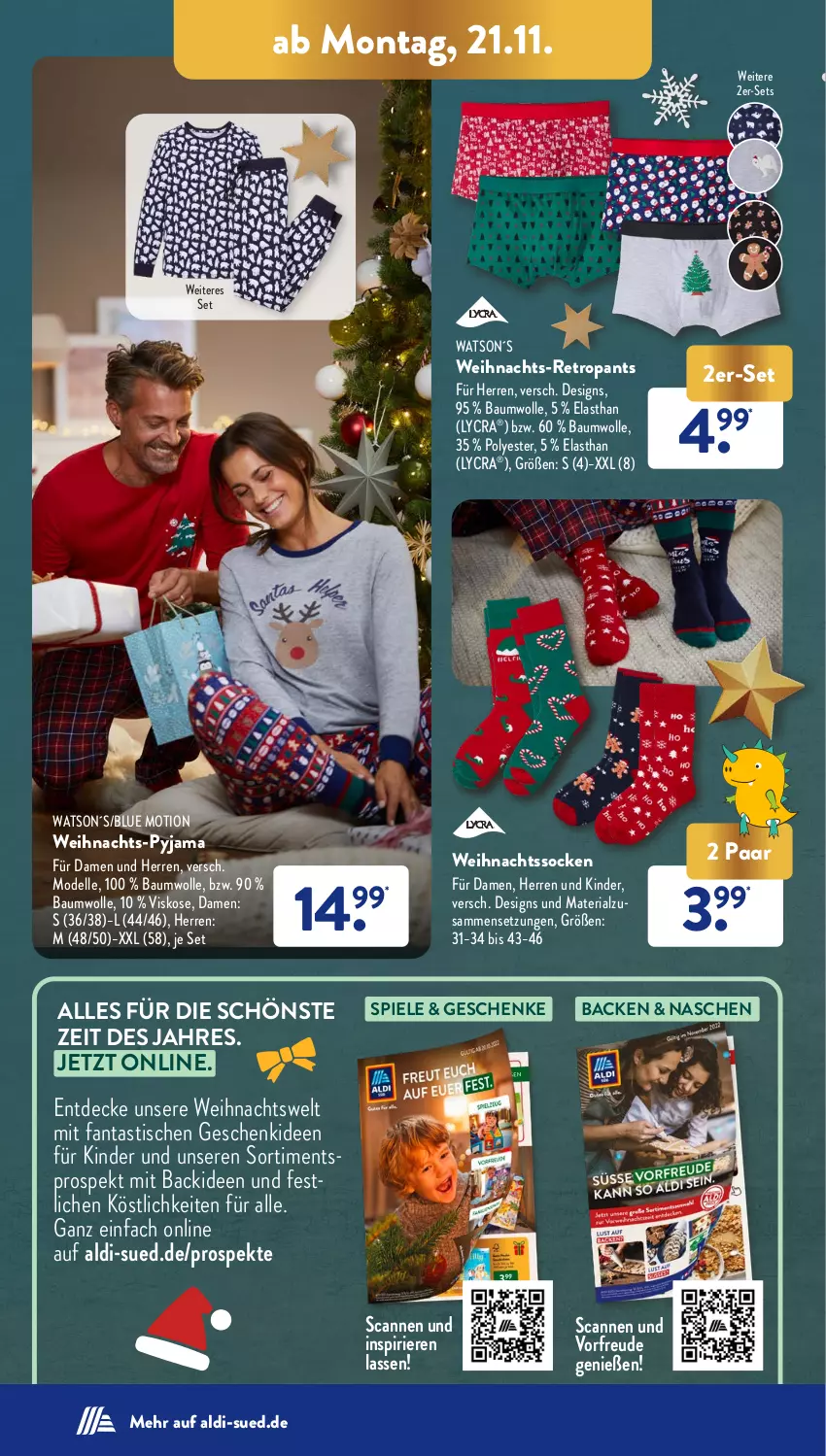 Aktueller Prospekt AldiSud - NÄCHSTE WOCHE - von 21.11 bis 26.11.2022 - strona 18 - produkty: aldi, asti, Bau, baumwolle, decke, dell, elle, fanta, Kinder, Mode, Pants, Pyjama, Retropants, Ria, socken, Spiele, Ti, tisch, wolle