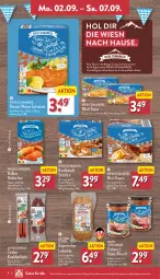 Gazetka promocyjna Aldi Nord - Von Montag - Gazetka - ważna od 07.09 do 07.09.2024 - strona 8 - produkty: aldi, aus der tiefkühlung, axe, Backhendl, dip, eis, fleisch, gin, Haxe, Hendl, leberkäs, Maus, nuss, reifen, reis, schnitzel, schwein, schweine, schweinefleisch, senf, Ti, toast, wein, weine, wiener, ZTE