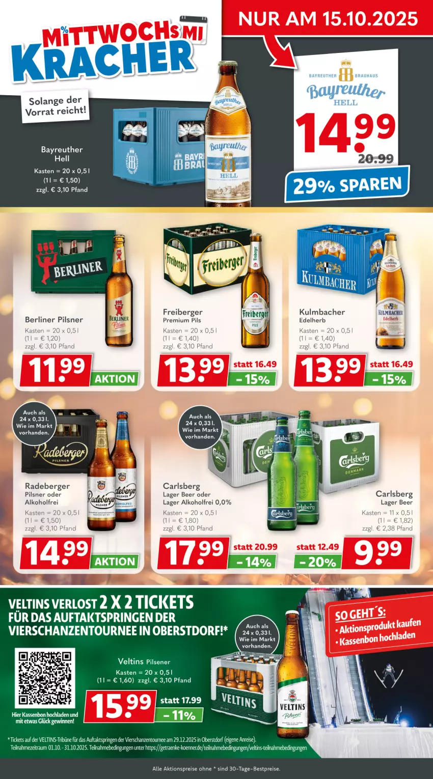 Aktueller Prospekt Getraenkeland - von 12.10 bis 24.10.2025 - strona 2 - produkty: aktionspreis, alkohol, Berger, berliner, bestpreis, bestpreise, carlsberg, eis, Freiberger, pils, pilsener, pilsner, premium pils, radeberger, reis, ring, Ti, veltins, veltins pilsener