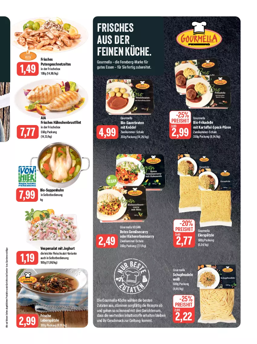 Aktueller Prospekt Feneberg - Prospekte - von 23.11 bis 25.11.2023 - strona 3 - produkty: auer, bio, braten, brustfilet, curry, dell, eier, eierspätzle, eis, elle, erbsen, filet, fleisch, fleischsalat, garnier, geschnetzeltes, gutes essen, hähnchenbrust, hähnchenbrustfilet, joghur, joghurt, kartoffel, kichererbsen, Knödel, küche, mac, nudel, nudeln, püree, pute, Putengeschnetzeltes, reis, rezept, rezepte, Ria, salat, Schal, Schale, Speck, suppe, suppen, Suppenhuhn, Ti, Zelt