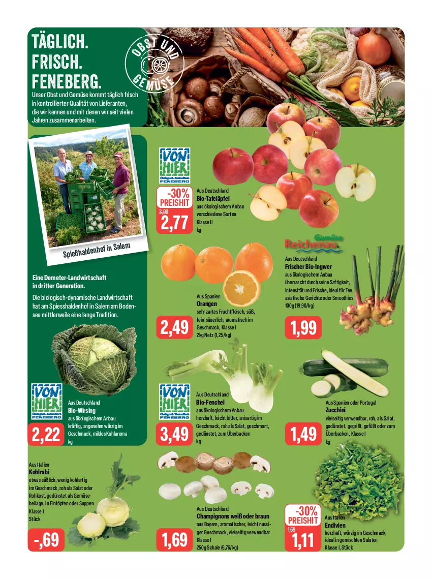 Aktueller Prospekt Feneberg - Prospekte - von 23.11 bis 25.11.2023 - strona 6 - produkty: Bau, bio, braun, champignon, champignons, eintöpfe, eis, fenchel, fleisch, frucht, fruchtfleisch, grill, ilag, ingwer, kohlrabi, mac, nuss, obst, Obst und Gemüse, orange, orangen, reis, ritter, rwe, saft, salat, salate, Schal, Schale, smoothie, smoothies, suppe, suppen, tafeläpfel, tee, Ti, tisch, trolli, und gemüse, Wirsing, zucchini