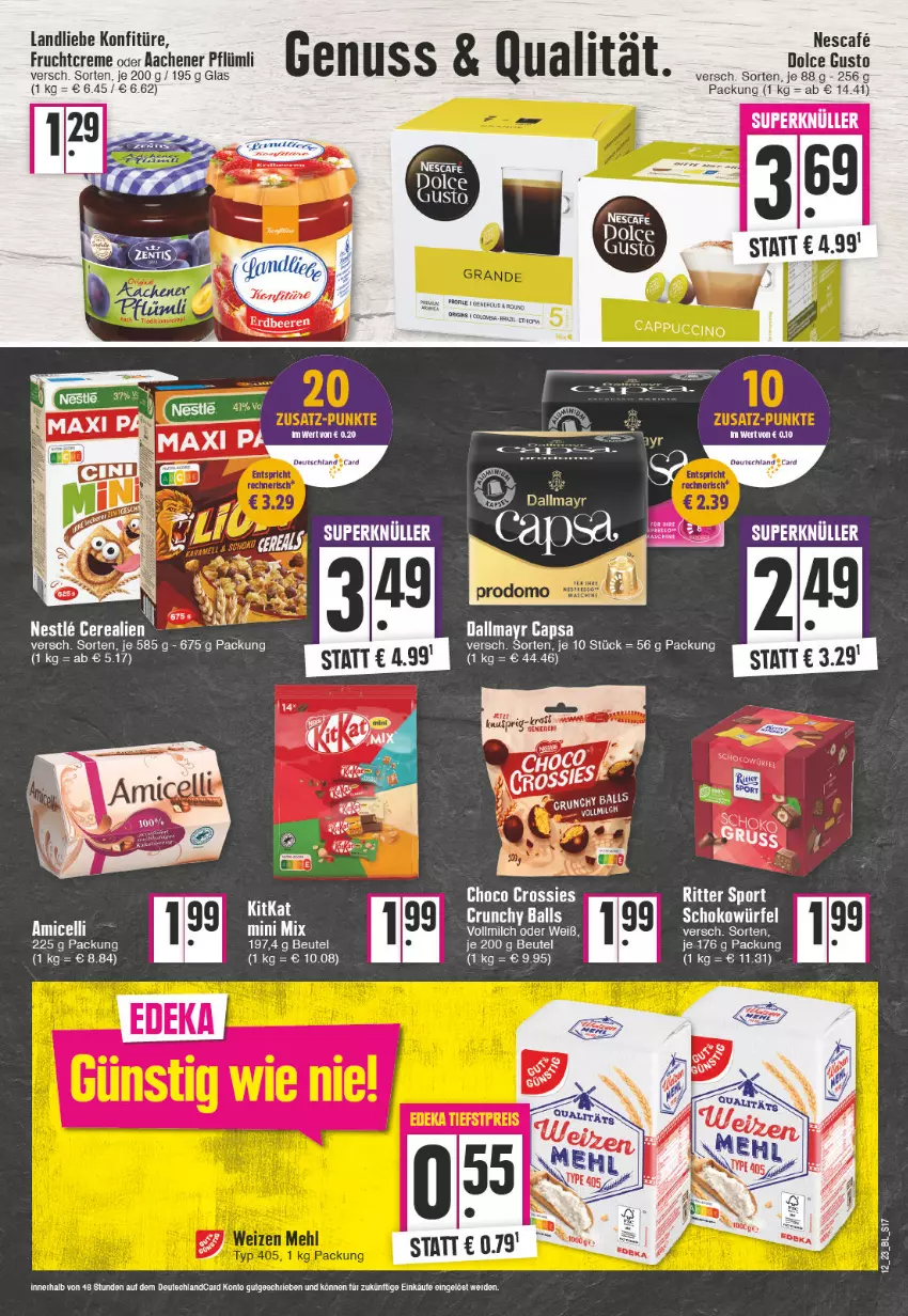 Aktueller Prospekt Edeka - Angebote der Woche - von 20.03 bis 25.03.2023 - strona 17 - produkty: ball, beutel, Cap, cerealien, dallmayr, dallmayr capsa, dolce gusto, eier, erde, frucht, konfitüre, landliebe, nescafe, ritter, ritter sport, schoko, schokowürfel, Sport, Ti, würfel