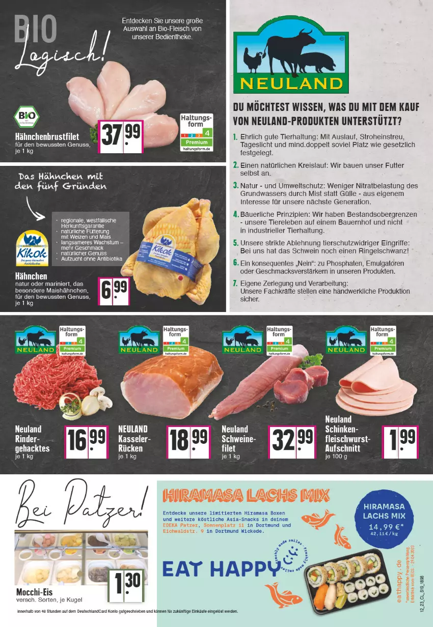 Aktueller Prospekt Edeka - Angebote der Woche - von 20.03 bis 25.03.2023 - strona 19 - produkty: auer, aufschnitt, Bau, Bauer, bio, brustfilet, decke, deutschlandcard, eis, elle, ente, erde, filet, fleisch, hähnchenbrust, hähnchenbrustfilet, kasseler, Kugel, lachs, LG, mac, mais, natur, nuss, rama, reis, rel, rind, rinder, ring, schinken, schwein, schweine, snack, snacks, Ti, Tiere, wasser, wein, weine, WICK