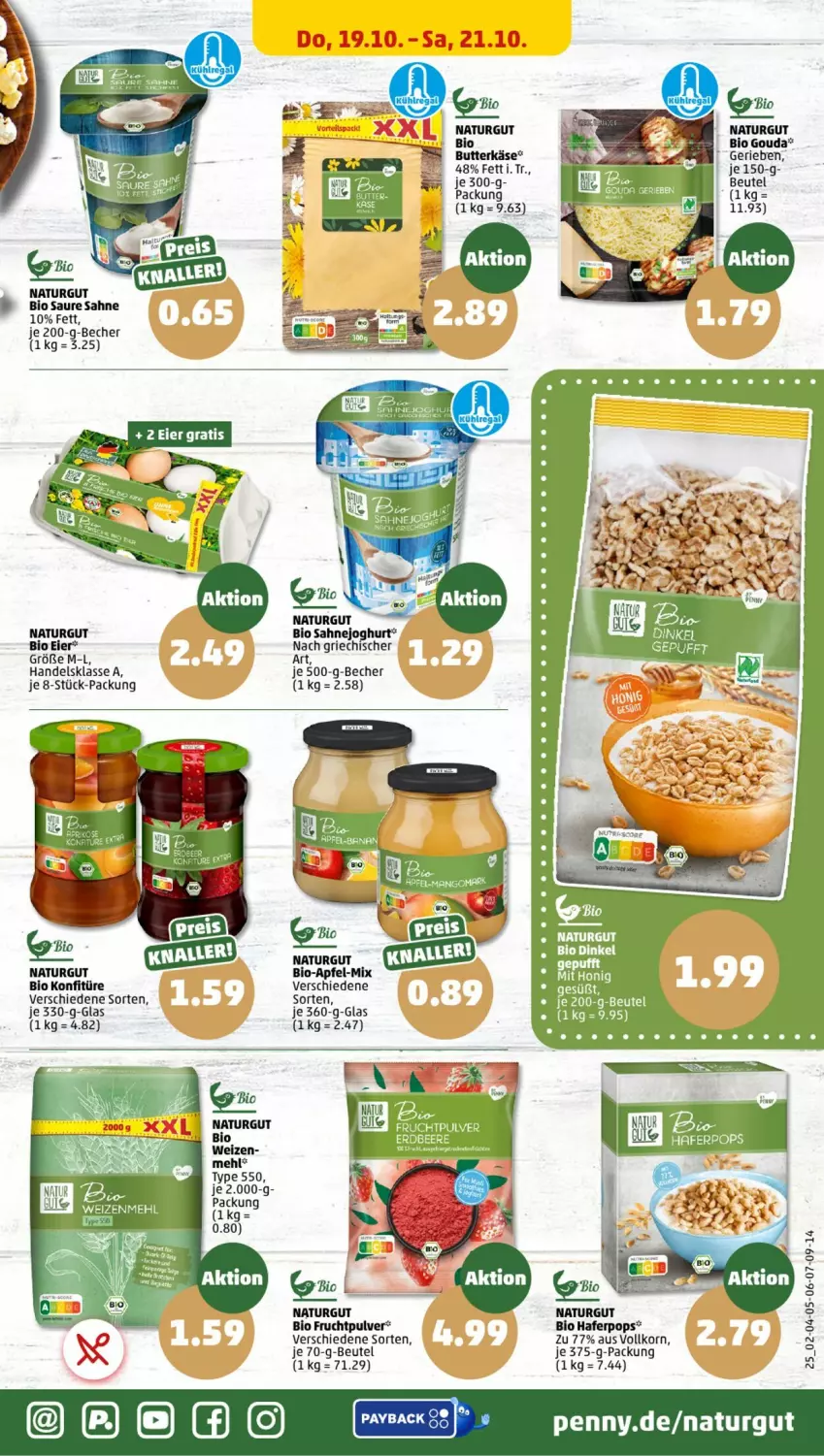 Aktueller Prospekt Penny - Prospekte - von 16.10 bis 21.10.2023 - strona 27 - produkty: apfel, Becher, beutel, bio, butter, butterkäse, eier, frucht, früchte, früchten, hafer, honig, joghur, joghurt, Käse, konfitüre, korn, mehl, natur, ring, sahne, Sahnejoghurt, Ti, weizenmehl