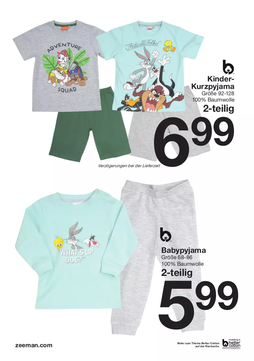 Aktueller Prospekt Zeeman - Prospekte - von 21.05 bis 27.05.2022 - strona 6 - produkty: Bau, baumwolle, bett, Kinder, Pyjama, wolle