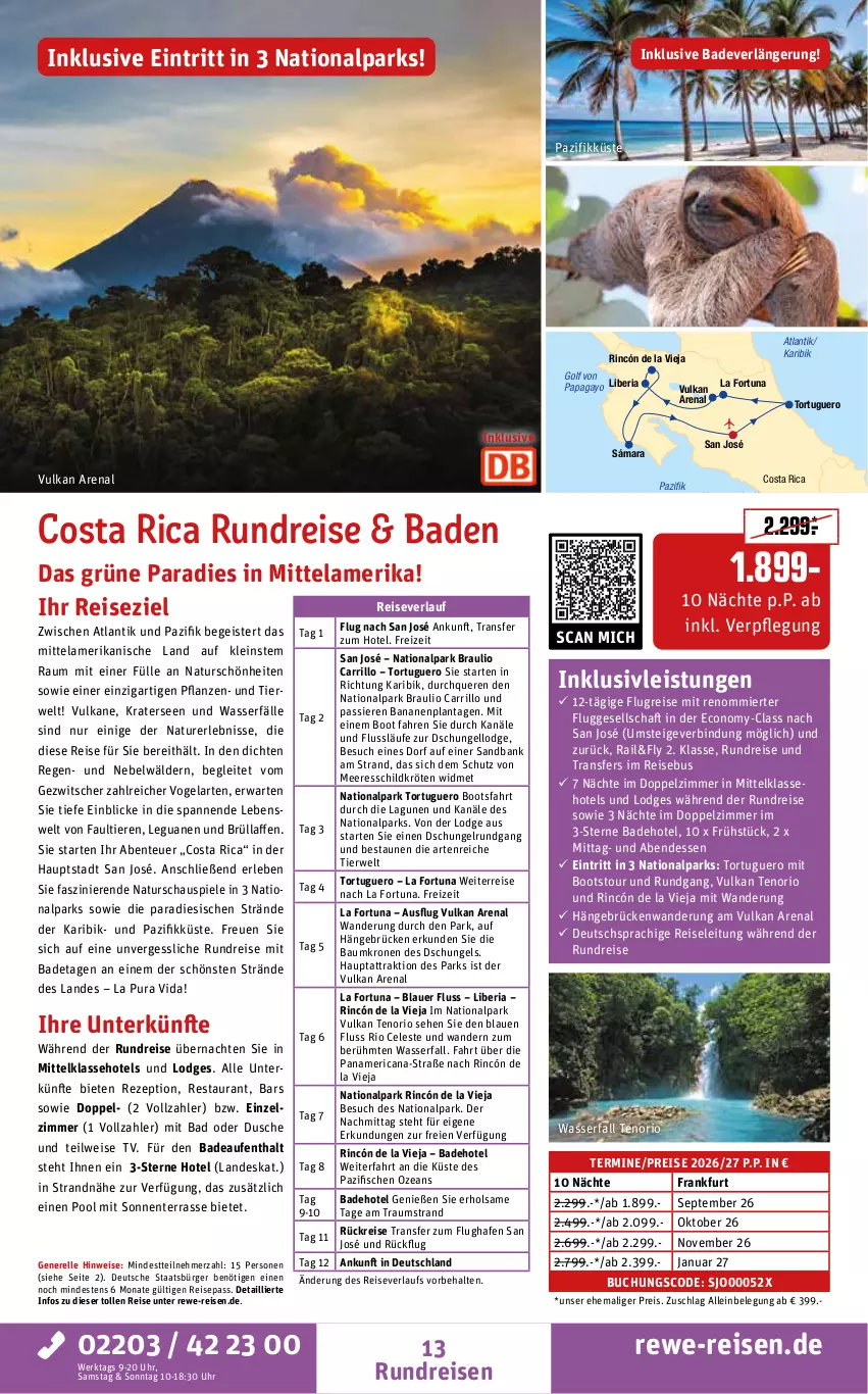 Aktueller Prospekt Rewe Reisen - Reiseprospekt - von 24.04 bis 29.05.2026 - strona 13 - produkty: auer, Bad, banane, bananen, Bank, Bau, buch, deutschsprachige reiseleitung, dusche, eis, elle, ente, erde, fisch, fische, inklusivleistungen, krone, monte, natur, pflanze, pflanzen, pool, reis, reiseverlauf, rel, rezept, Ria, rwe, Spiele, Ti, Tiere, uhr, vita, wasser, Yo