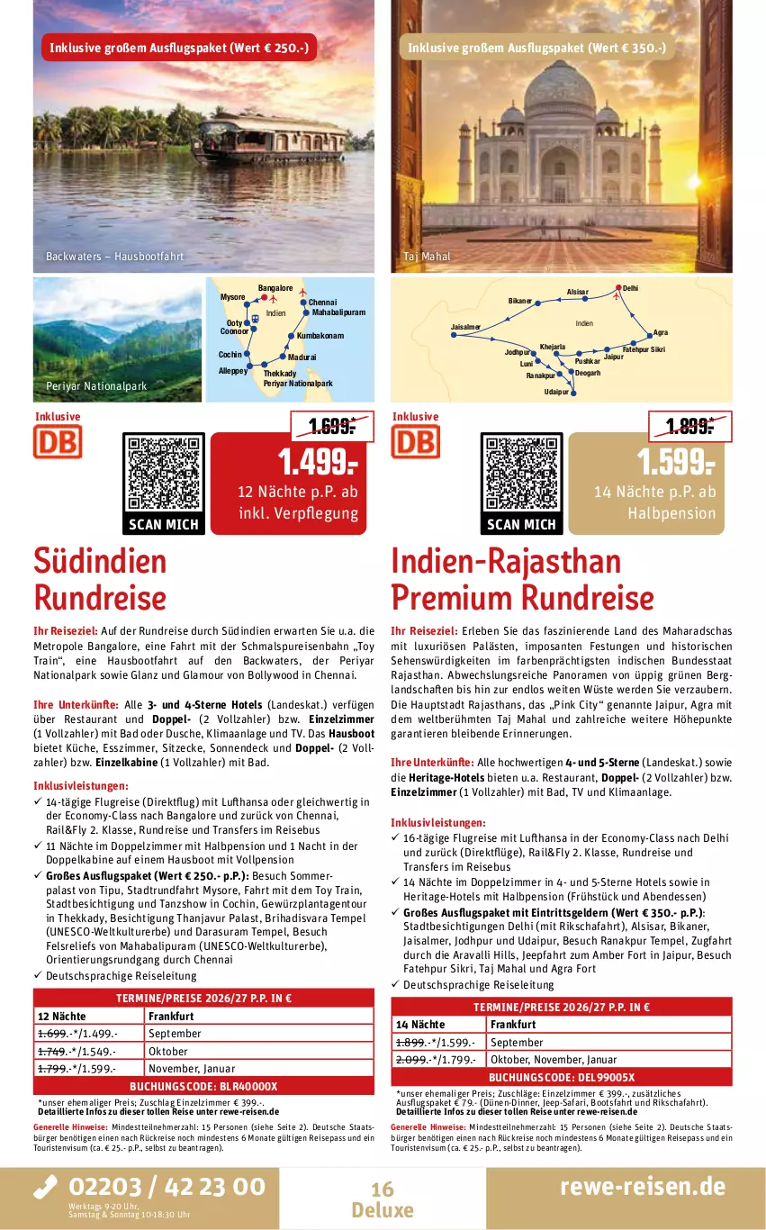 Aktueller Prospekt Rewe Reisen - Reiseprospekt - von 24.04 bis 29.05.2026 - strona 16 - produkty: Amber, arla, Bad, buch, deo, deutschsprachige reiseleitung, dusche, eis, Eisenbahn, elle, erde, Esszimmer, gewürz, HP, inklusivleistungen, küche, Metro, Rana, reis, rel, SANTE, Ti, Tiere, uhr, usb