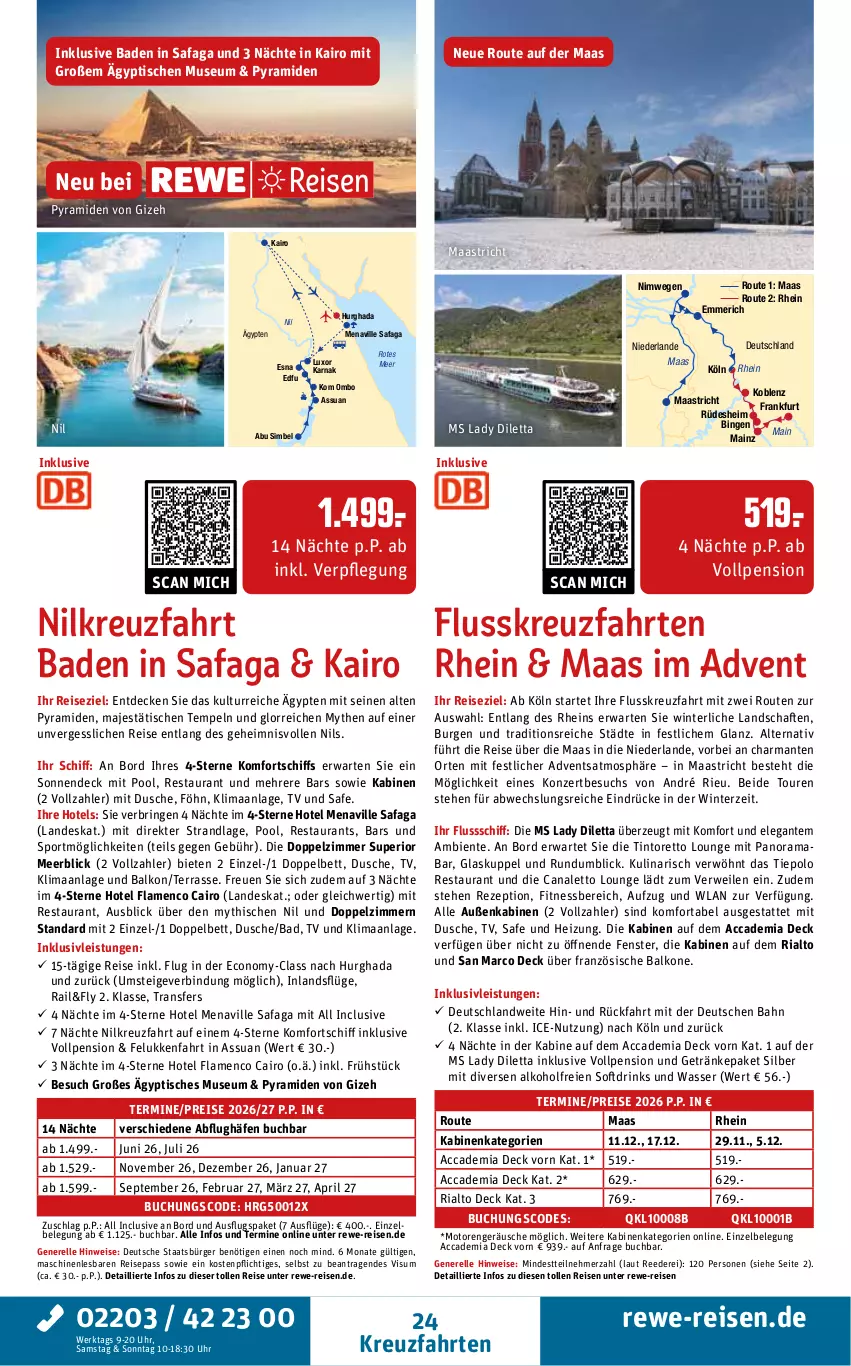 Aktueller Prospekt Rewe Reisen - Reiseprospekt - von 24.04 bis 29.05.2026 - strona 24 - produkty: ACC, alkohol, Bad, bett, buch, decke, drink, drinks, dusche, eis, elle, ente, fenster, getränk, getränke, harman, inklusivleistungen, kreuzfahrten, mab, pool, pril, rama, reis, rel, rezept, Ria, ring, rwe, sim, Sport, Ti, tisch, uhr, usb, wasser