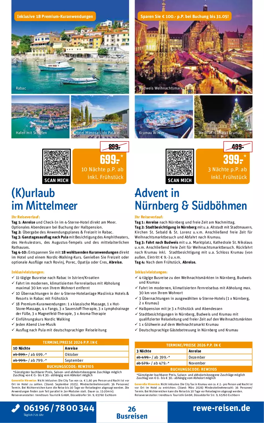 Aktueller Prospekt Rewe Reisen - Reiseprospekt - von 24.04 bis 29.05.2026 - strona 26 - produkty: auer, Brei, buch, busreisen, eier, eis, Elan, elle, erde, gin, Glühwein, Herkules, inklusivleistungen, lorenz, Mode, reis, reiseveranstalter, reiseverlauf, rel, rum, Thea, Ti, trendtours touristik gmbh, uhr, wein