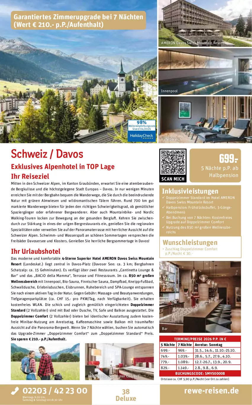 Aktueller Prospekt Rewe Reisen - Reiseprospekt - von 24.04 bis 29.05.2026 - strona 38 - produkty: auto, axe, Bad, bio, brunnen, buch, dell, dusche, eis, inklusivleistungen, innenpool, kaffee, kaffeemaschine, kneipp, mam, Mode, Mountainbike, natur, pool, rama, reis, rwe, Spezi, Ti, tisch, uhr, wasser, wellnessbereich, Wild