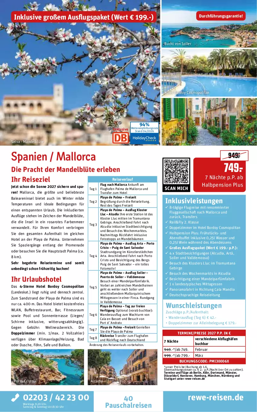 Aktueller Prospekt Rewe Reisen - Reiseprospekt - von 24.04 bis 29.05.2026 - strona 40 - produkty: Bad, Blüte, buch, deutschsprachige reiseleitung, dusche, eis, ente, inklusivleistungen, Liege, mandel, pool, rama, reis, reiseverlauf, ring, saro, Schal, schirme, Ti, uhr, wasser, wein, wellnessbereich