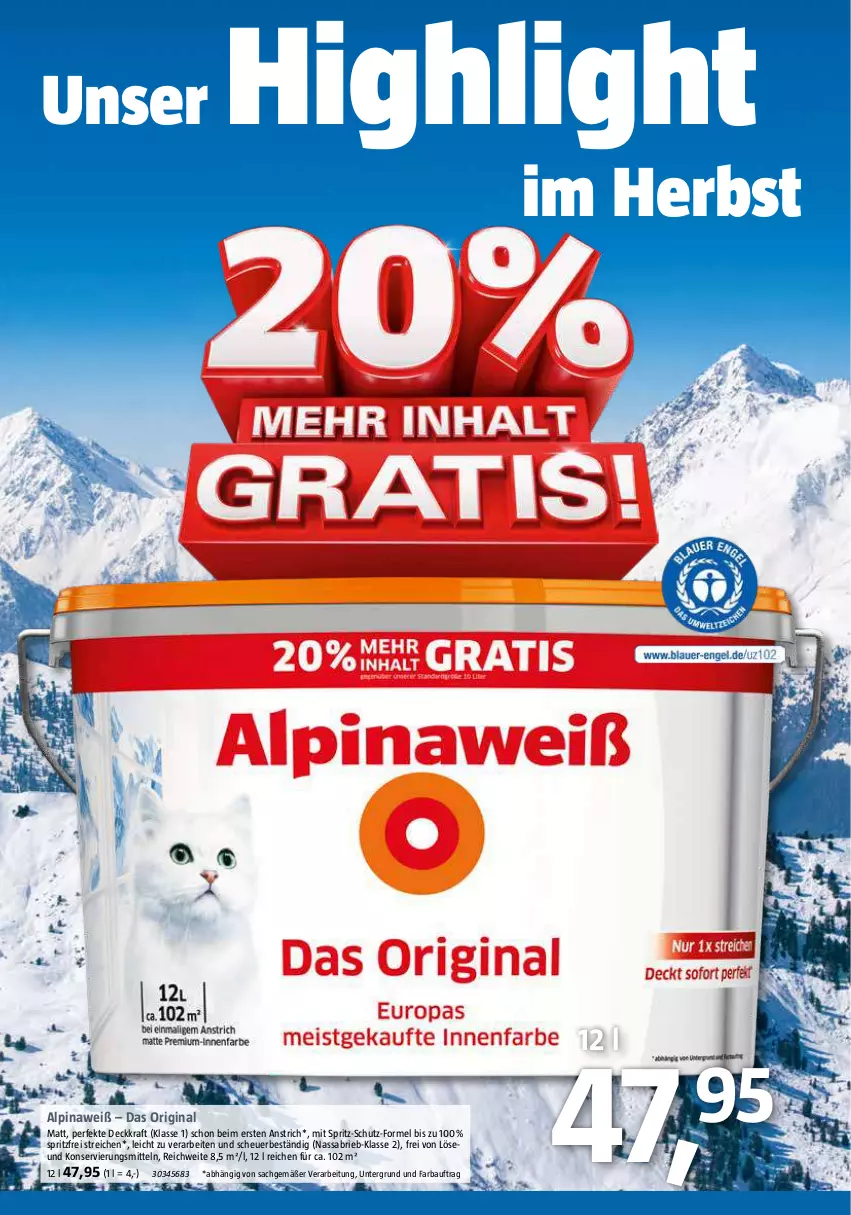 Aktueller Prospekt Bauhaus - Prospekte - von 28.10 bis 02.12.2023 - strona 15 - produkty: alpina, Alpinaweiß, Bau, brie, gin, Heu, kraft, sac