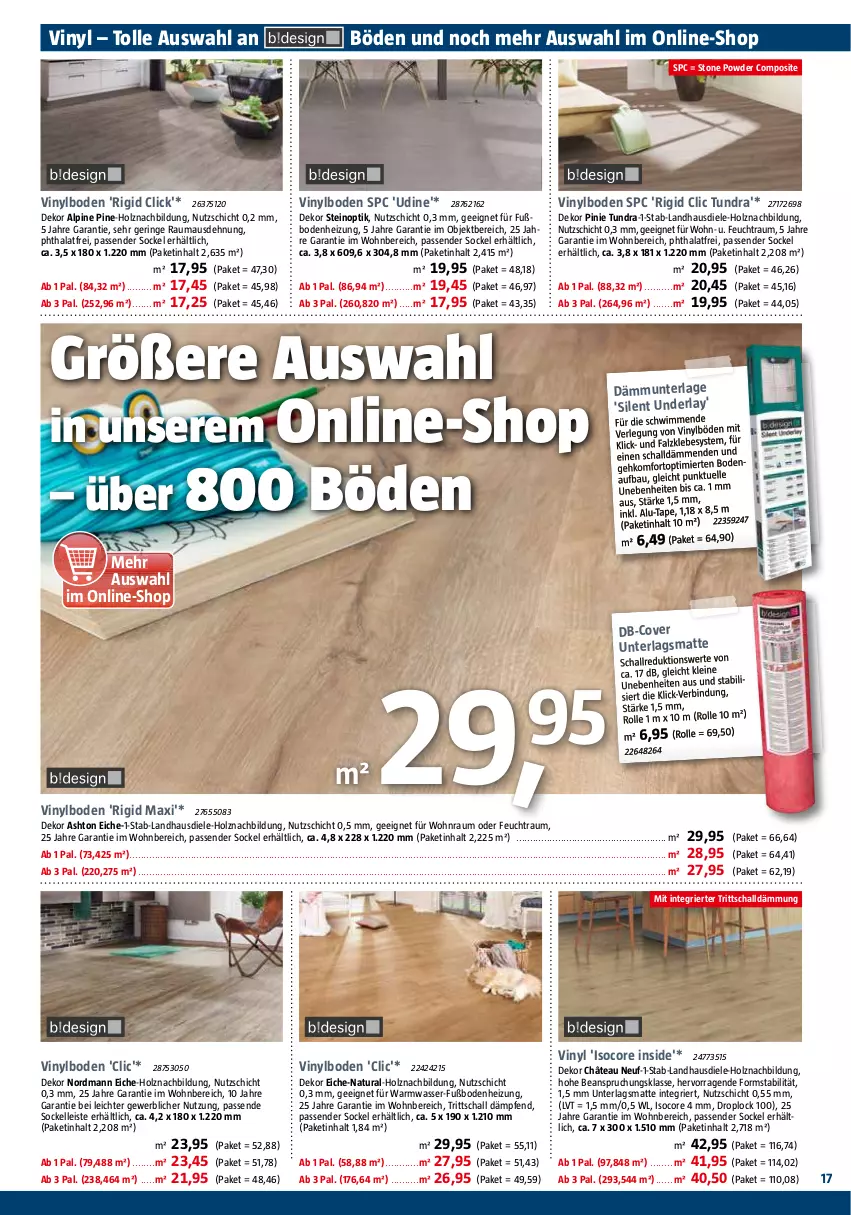 Aktueller Prospekt Bauhaus - Prospekte - von 28.10 bis 02.12.2023 - strona 17 - produkty: Dämmunterlage, eis, elle, Holz, landhausdiele, Maus, natur, natura, ring, Schal, Sockelleiste, Ti, vinylboden, wasser