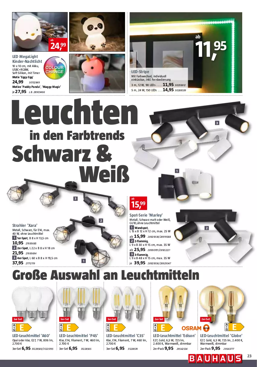 Aktueller Prospekt Bauhaus - Prospekte - von 28.10 bis 02.12.2023 - strona 23 - produkty: akku, fernbedienung, Kinder, lamm, leds, Leuchte, leuchten, leuchtmittel, Nachtlicht, Ti, timer, usb